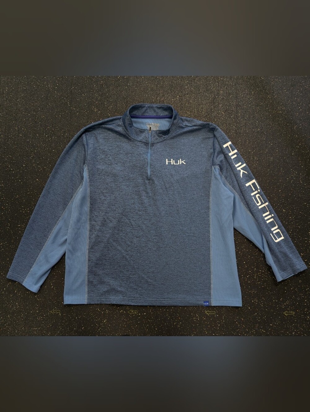 Huk Men's Icon-X Quarter Zip Fishing Pullover Jacket Blue Size XXL